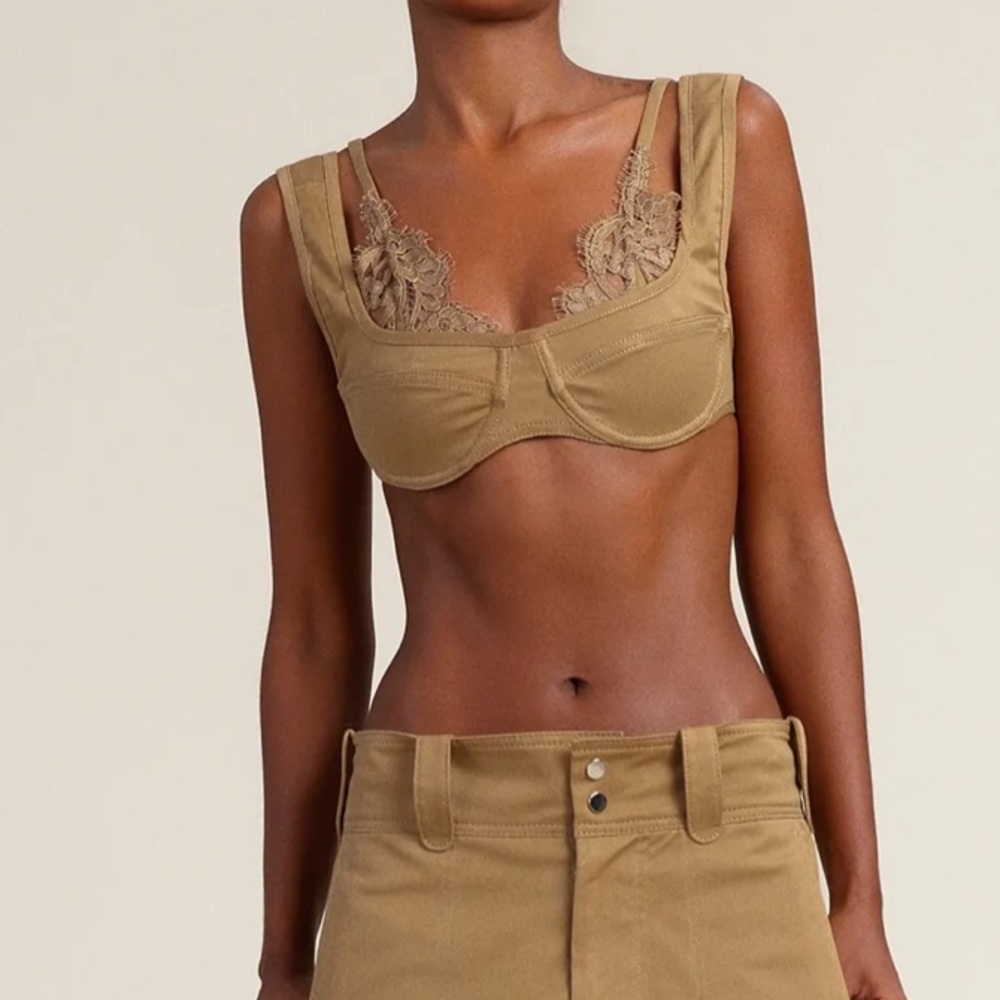 NWOT Orseund Iris Lace Trimmed Bralette (Dark Khaki)
